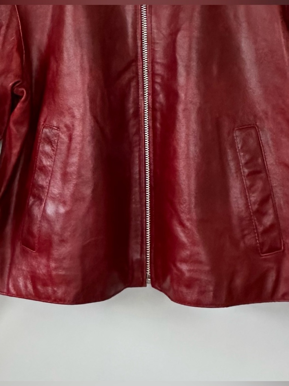 Vintage 2000’s GAP Red Leather Zip-Up Jacket - Picture 6 of 15